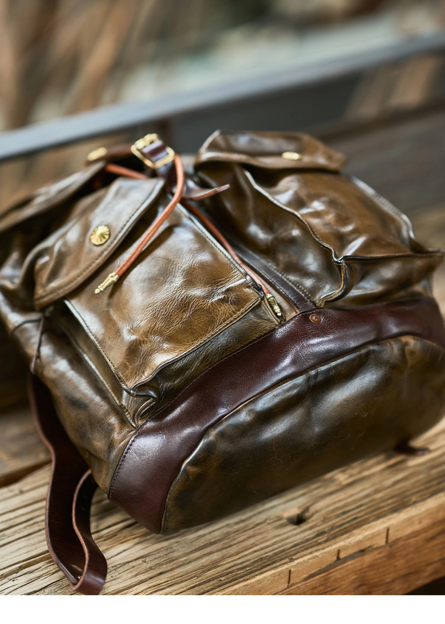 Organisatoren Designer handgemachte Vintage pflanzlich gegerbte Rindsleder Männer große Kapazität Rucksack Reise Luxus echtes Leder Schultasche – Detail 11