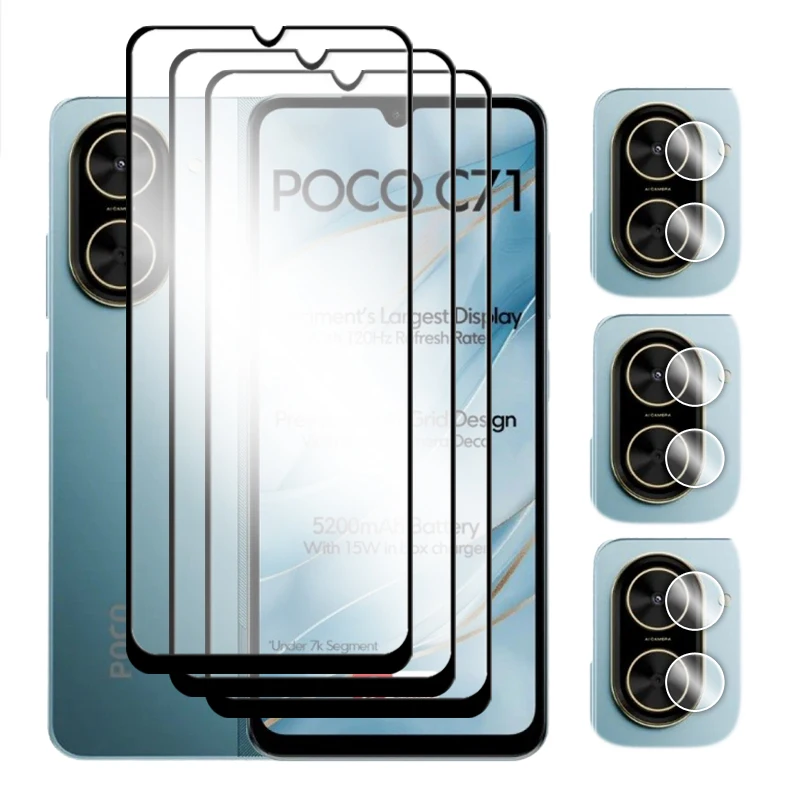 6-in-1 Tempered Glass Screen Protector and Lens Film Set - 2.5D Full Coverage