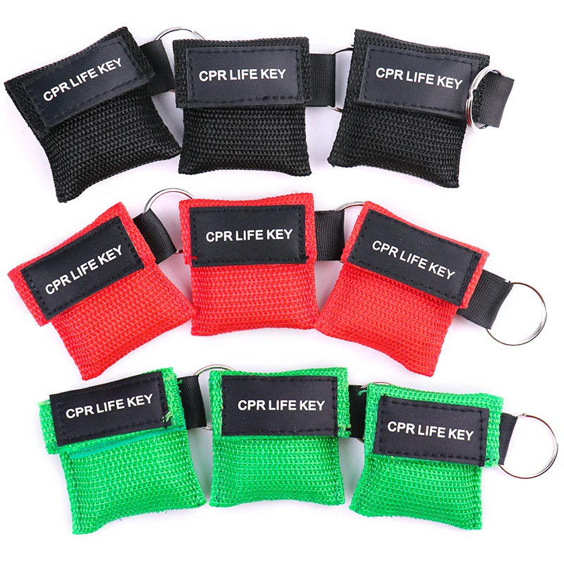 Face Mask 50pcs CPR Resuscitator Mask Portable Emergency Aid Face Shield Artificial Respiration Disposable Respirator Keychain Health Care