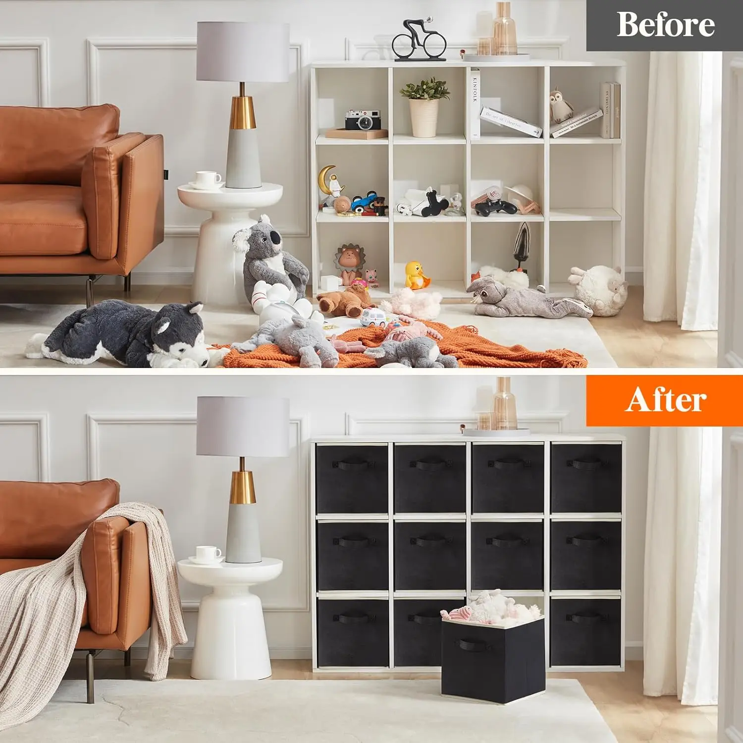 Cube Storage Bins, Foldable Decorative Fabric Storage Baskets for Organizing Home Organizers with Handles for Shelves 6