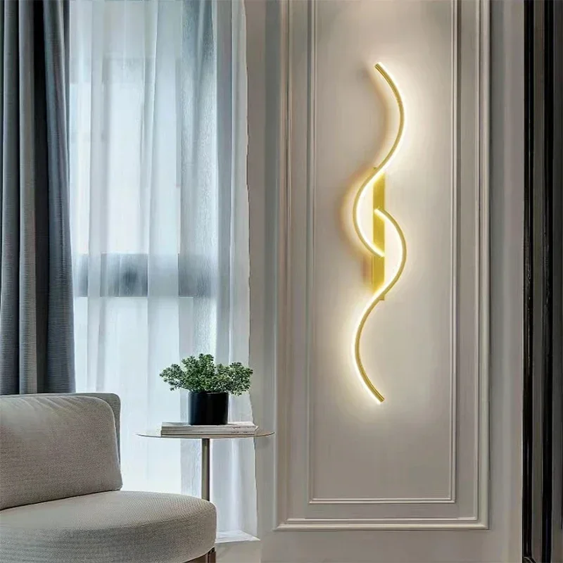 

Long Strip Wall Lamp Living Room Bedroom Black Gold Nordic LED Wall Light Lighting Fixture Home Decor for Corridor Aisle Bedside