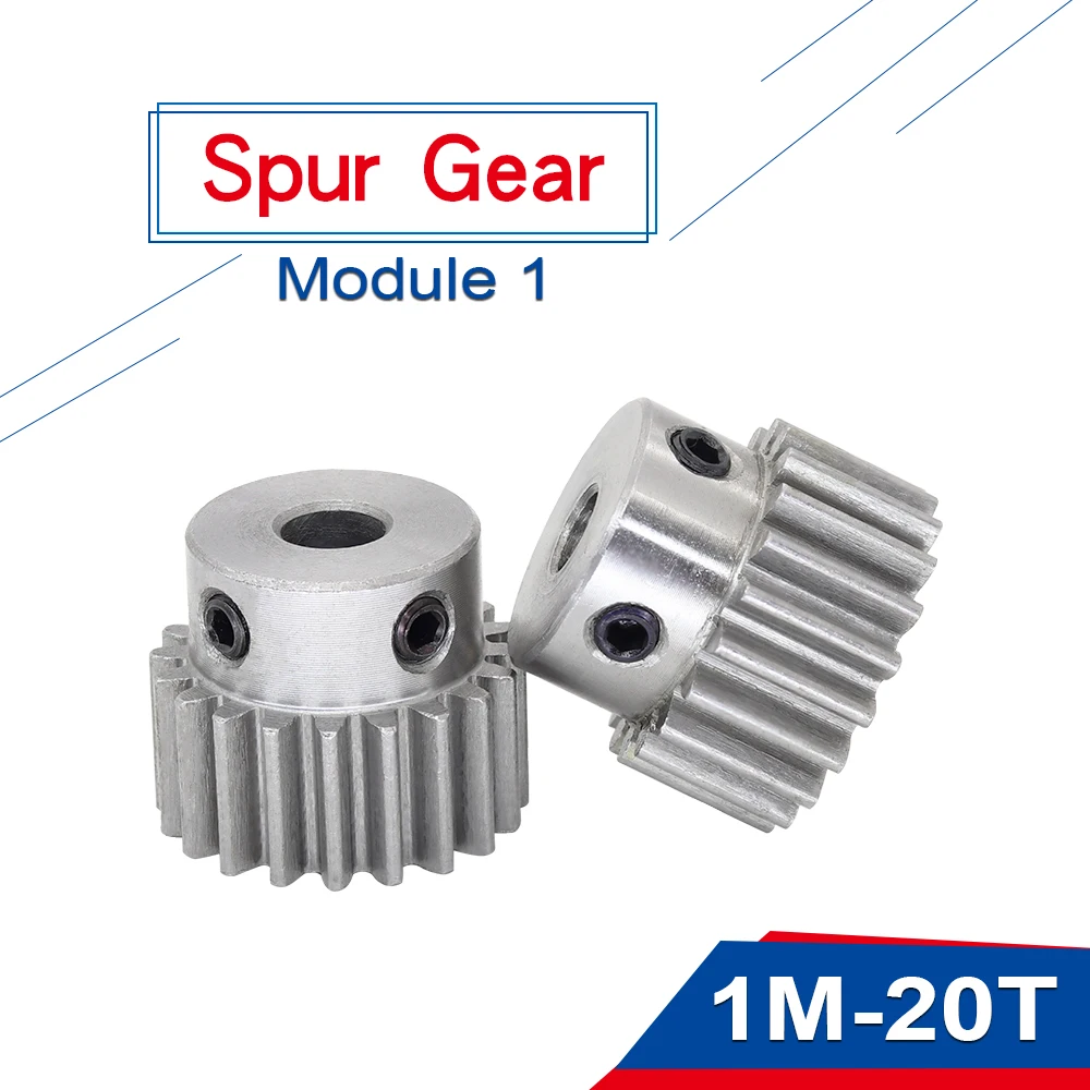 1 Piece 1M20T Spur Gear Bore 4/5/6.35/7/8/10/12/12.7 mm Motor Gear Low Carbon Steel Material High Quality metal for motor