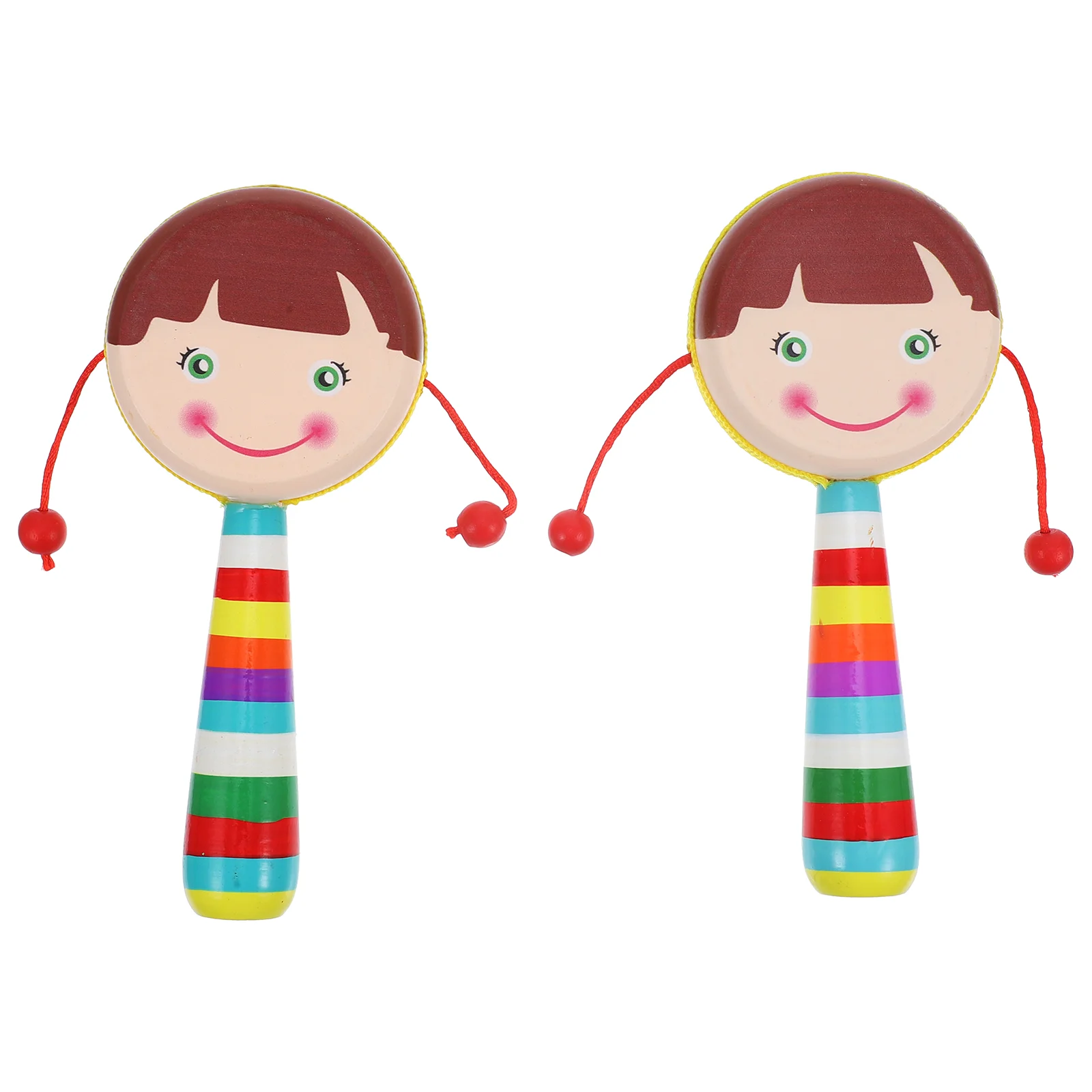 

2pcs Drum Chinese Drum Hand Bells Musical Shake Cartoon Printing Hand Kids Leaning Festival Party Color 4