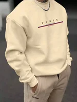Men's Paris print SWEATS Hoodies  Loose Fit Print Casual Round Neck Top Men's autumn and winter warm round neck hoodie 1
