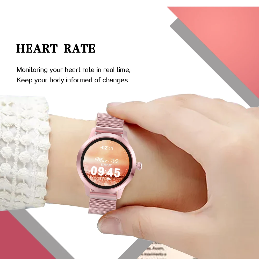 Women Fashion Smart Watch Full Screen Touch Sport Fitness Tracker Watch Heart Rate Blood Pressure for iOS Android Smartwatch