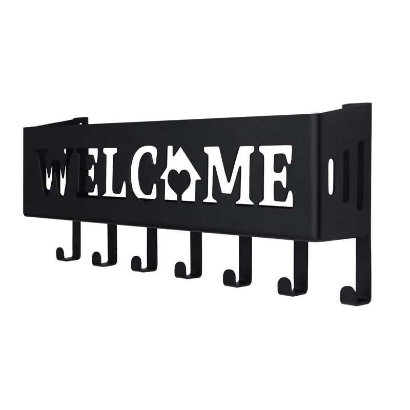 

Настенный черный держатель для ключей, металлический держатель для ключей, настенный крючок, держатель для ключей для входной двери