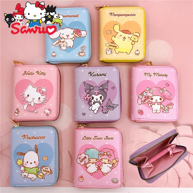 Sanrio Short Wallet For Women Cute Kuromi Hello Kitty MyMelody PU