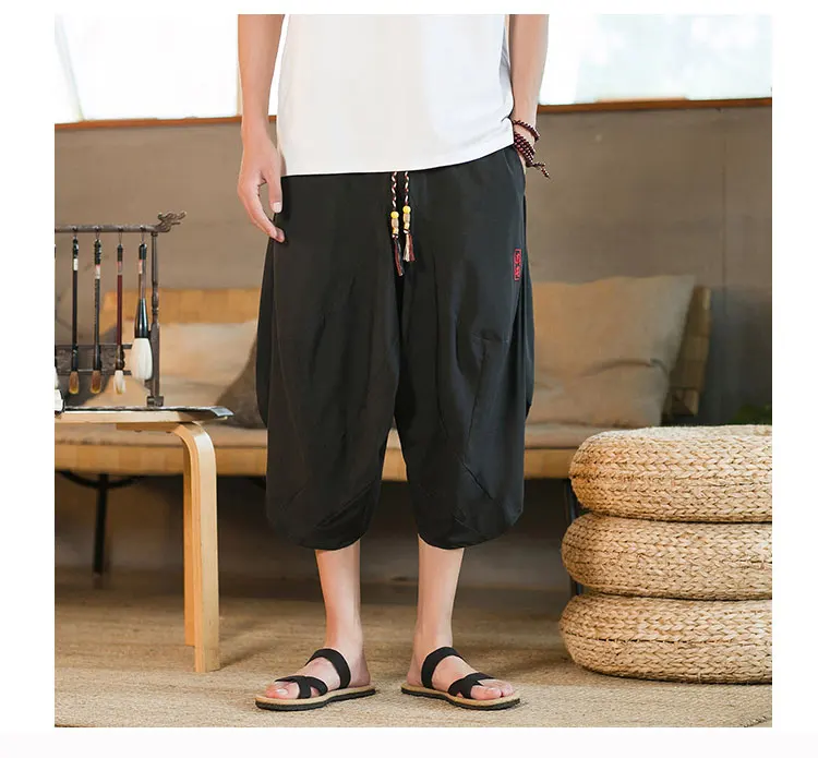 Description Picture 2 of itemSummer Men Wide-Leg Pants Hip Hop Harem Pants Male Loose Calf Lenght Trousers Jogger Sweatpants Men New Streetwear