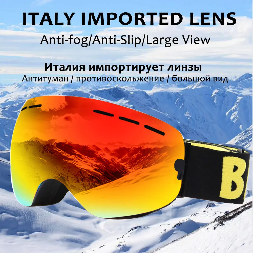 UV400 Double Layers Anti-fog Ski Goggles Lens Ski Mask Glasses Skiing Snow Snowboard Eyewear Mirror Polarize Goggles for Men 6