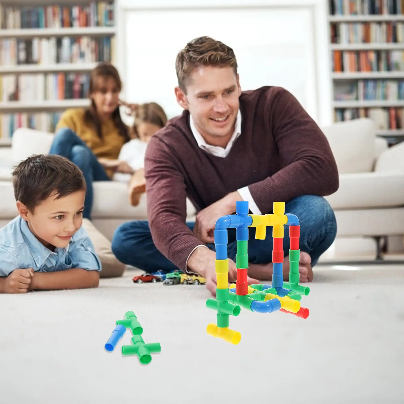 1 Set of Plastic Water Pipe Building Blocks Kids Educational Toy Piece and Insert Blocks Assorted Color