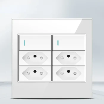 Melery 4x4เต้าเสียบหน้าจอโทรศัพท์ทนไฟ20A บราซิลมาตรฐาน USB คู่ชนิด C สวิทช์ช่องไฟไฟติดผนังสำนักงานสีขาวบ้าน 8