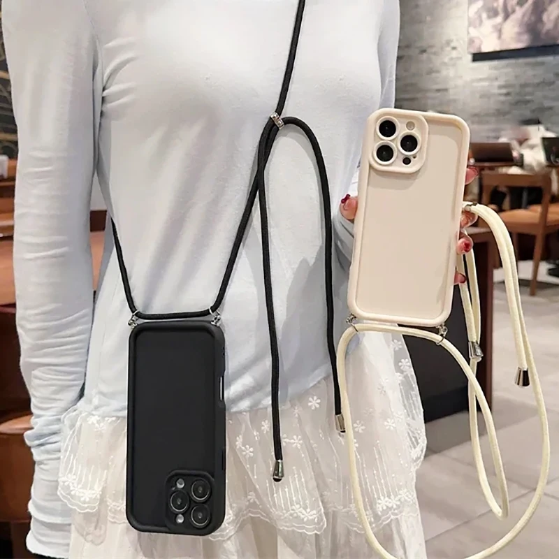 Elegant Crossbody Silicone Phone Case with Adjustable Strap