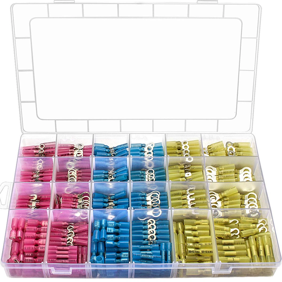

810/630/540pcs Spade Fork Crimp Cable Terminal Insulated Heat shrink Wire Connector Electric Wiring Terminal Ring Butt Splices