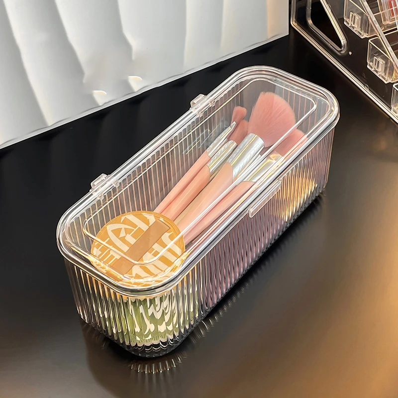 Multifunctional Cosmetic Egg Holder Box with Dustproof Lid - Makeup Brush Lipstick Organizer for Vanity Desk 6