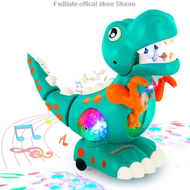 Dinosaur Toys Baby Toys Light Up Musical CrawlingTummy Time Montessori Sensory Interactive Electric Toys For Kids Birthday Gifts 2