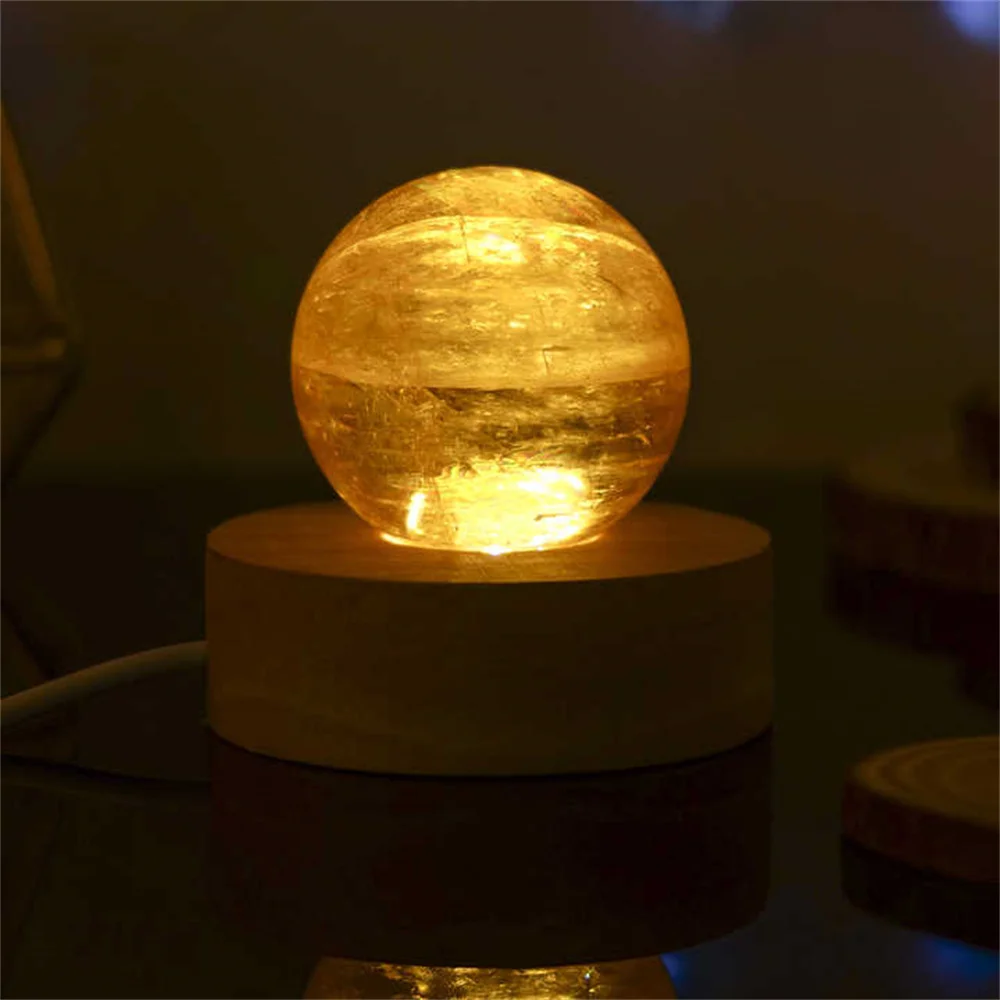 

Healing Natural Yellow Calcite Crystal Ball Lamp Gemstone Sphere 60mm Night Light Reiki Bedroom Ornament 1 Set