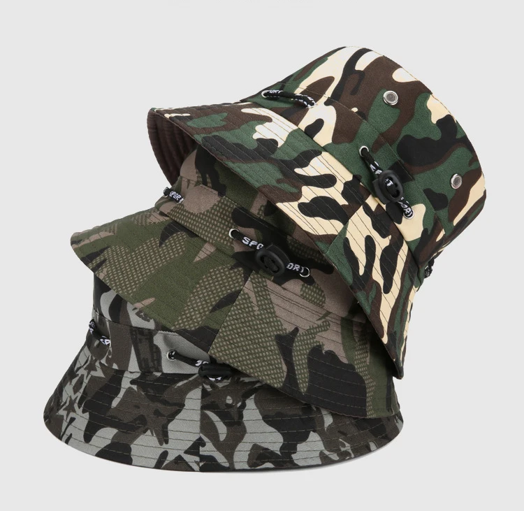 

2023 Summer Outdoor Camouflage Bucket Hat Men Women Korean Fashion Streetwear Caps Fishing Beach Outing Designer Hiking Sun Hats