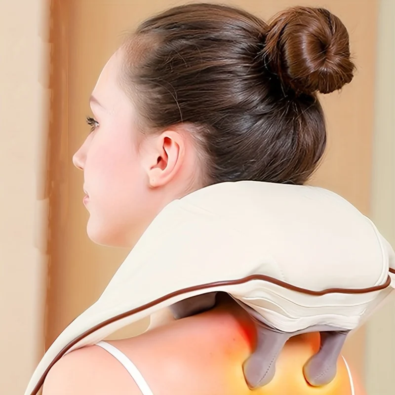 Wireless Electric Shiatsu Neck and Back Massager Shawl Soothing 5D Kneading Massage Pillow Shoulder Leg Body images - 6