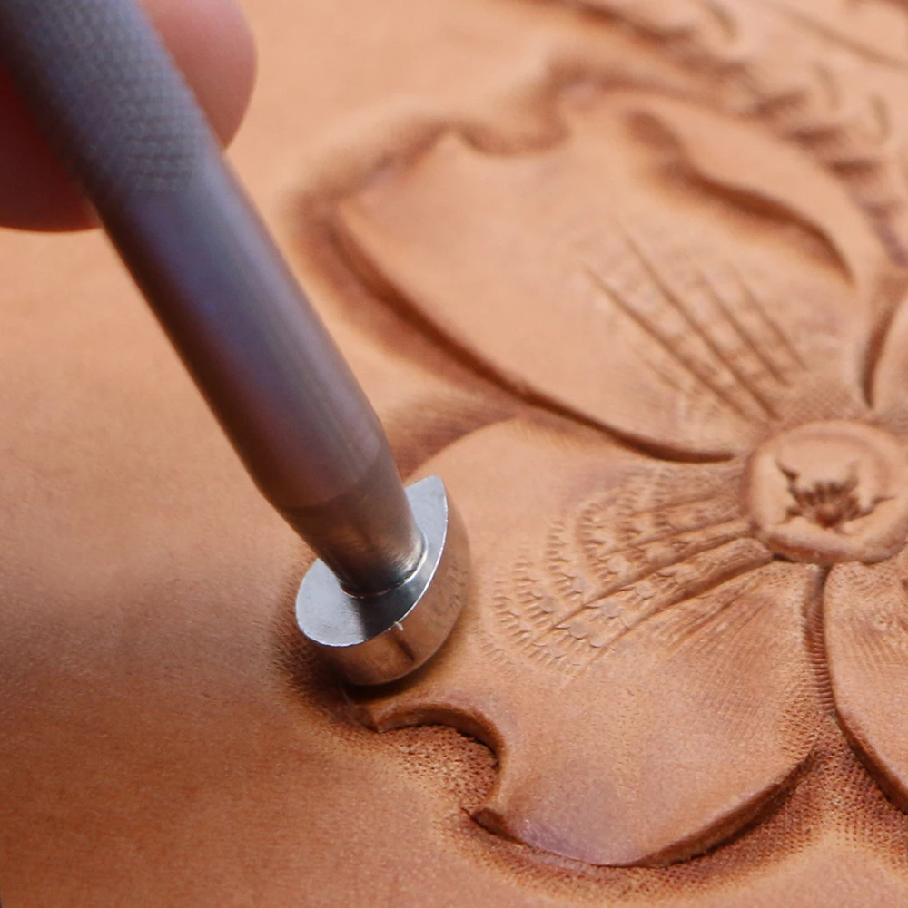 Leather Work Stamping Tool Smooth Pear Thumbprint Checkered P024 Carving Leather Craft Zhongjiang 304 Stainless streel Stamps