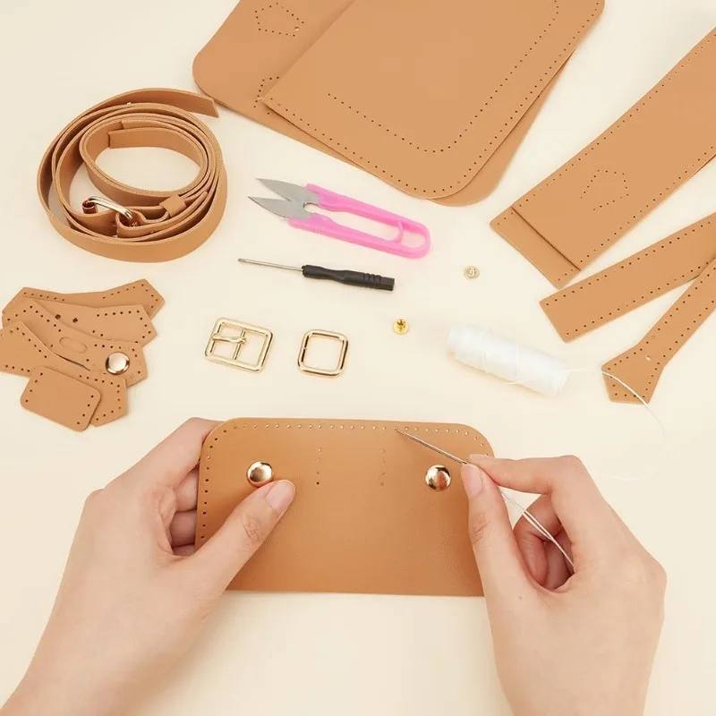 DIY Crossbody Bag Making Kits PU Leather Shoulder Bag Sewing Set with Instruction Handmade Satchel Handbag Making Kit Purse