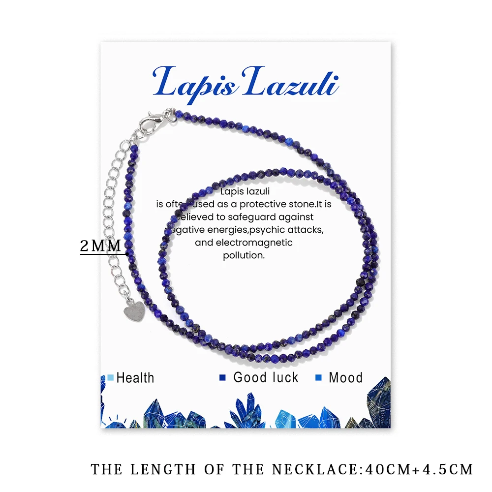 Natural Gem Garnet Necklace 2mm Amethysts Quartzs Obsidian Stone Seed Beads Simple Choker Chain For Women Men Bohemia Jewelry - 4