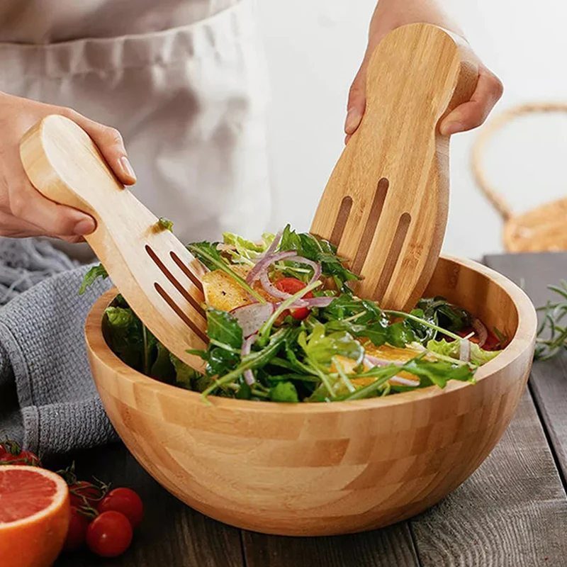 Salad Hands 2Pcs Salad Hands Bamboo Salad Servers Large Fruit Pasta Serving Set Mixing Fork Claws Cooking Helper Kitchen Tools Gadget
