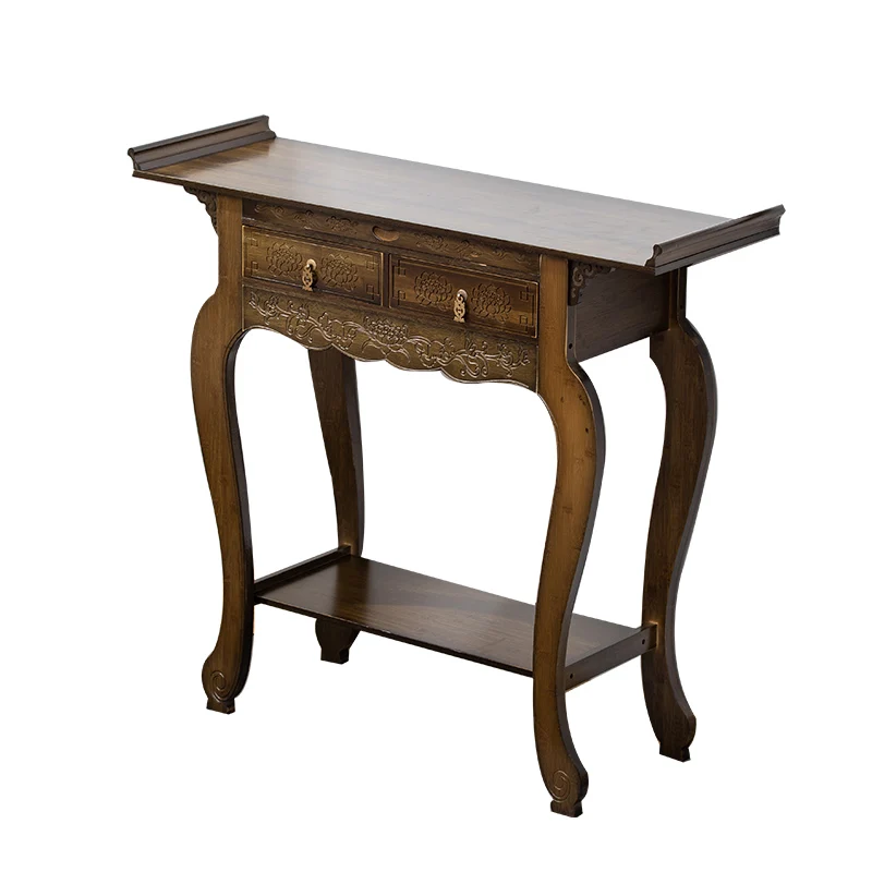 

YY Altar Solid Wood Console Tables Buddha Niche Incense Burner Table Home Wall-Mounted Bamboo Strip