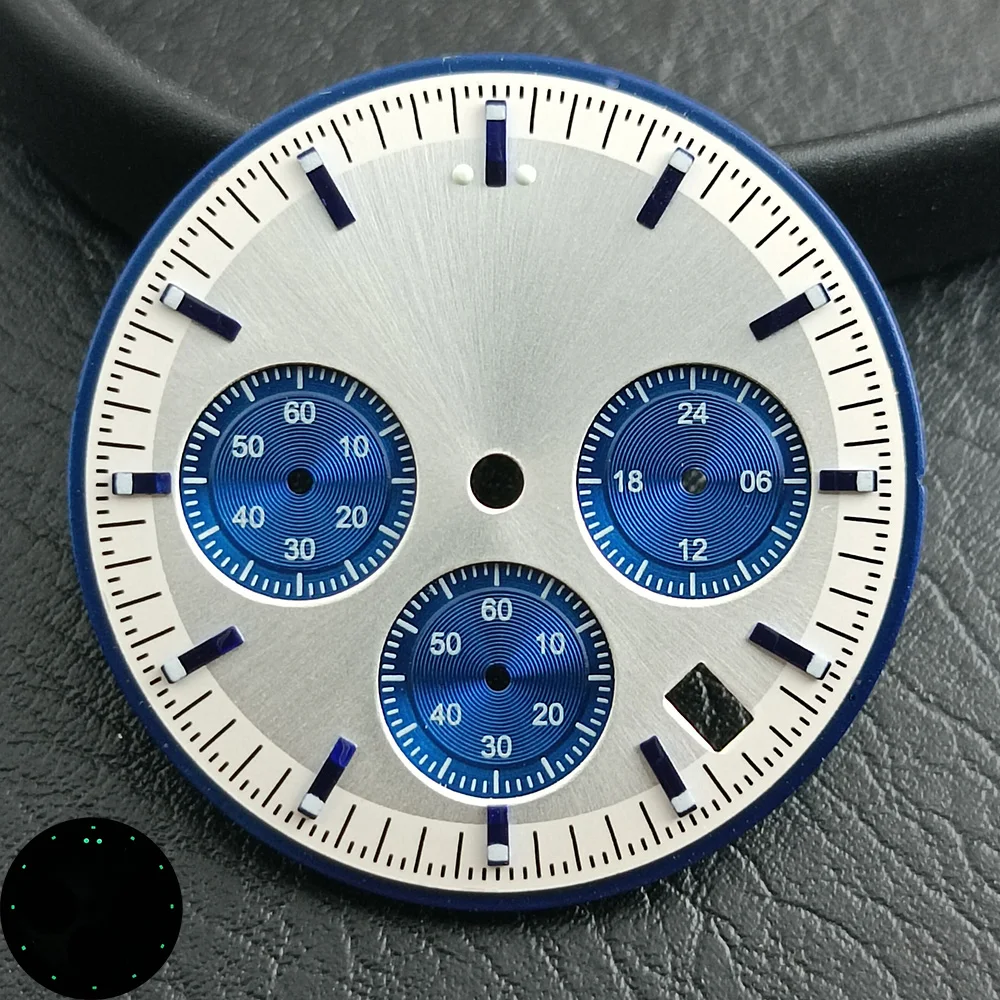 VK63 Chronograph Watch dial 32.5mm VK63 dial green luminous panda