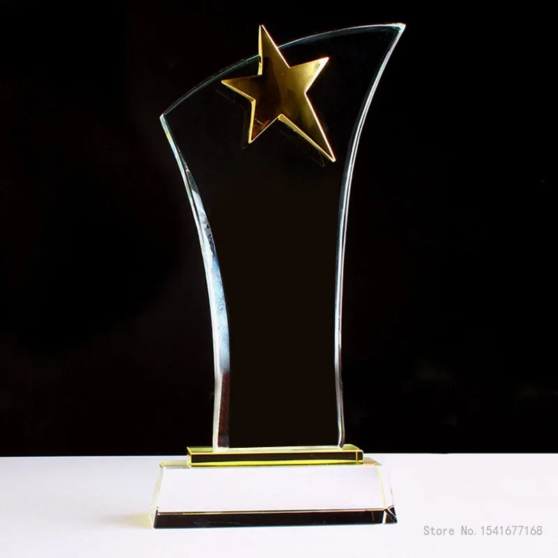 Customized Metal Crystal Trophy, Creative, Home Decor, Music competition, High-End Honor, Personalized Five-Pointed Star, 1Pc