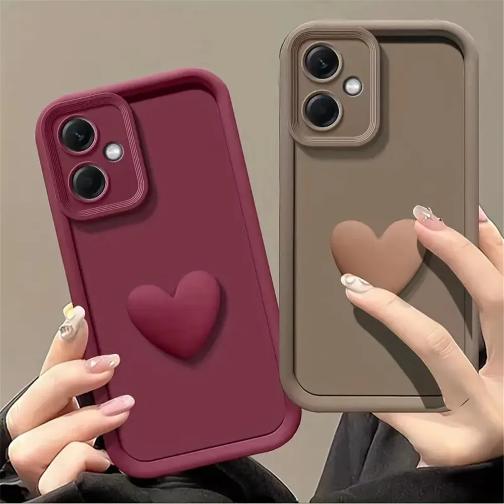 Matte 3D Love Heart Silicone Shockproof Phone Case