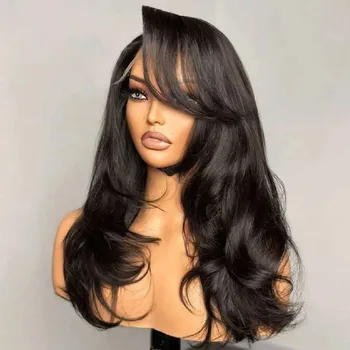 Women's Glueless Full Head Wig - No Glue, Pre Plucked Front & Sides, Natural Brown Hairline, 250% Density Virgin Human Hair