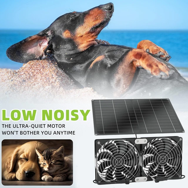 15W 12V Solar Panel Exhaust Fans IP65 Waterproof Solar Panel Kit with Dual Fan Regulate Temperature for Chicken Coop Greenhouse 3