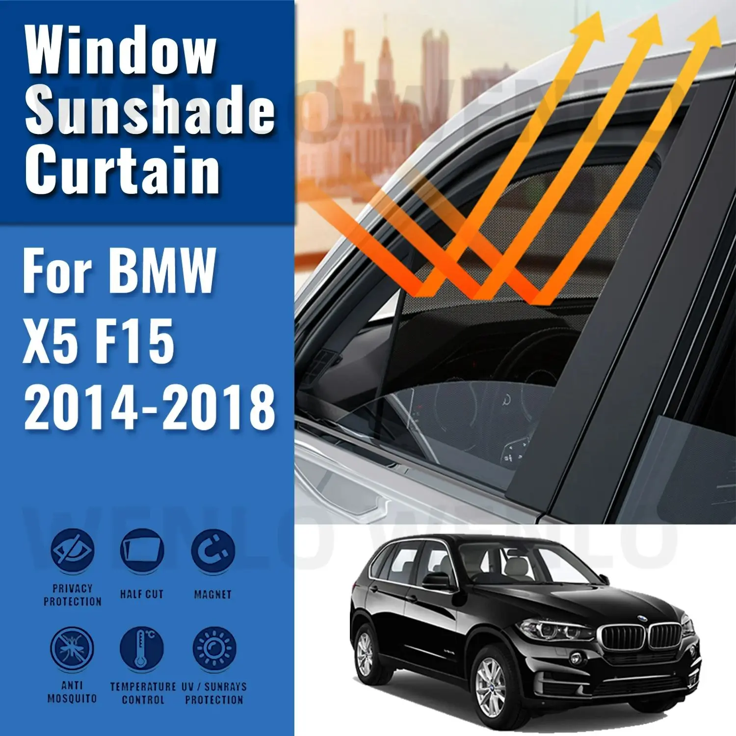 

For BMW X5 F15 2014 2015 2016 2017 2018 Car Sunshade Magnetic Front Windshield Frame Curtain Rear Side Window Sun Shades Visor