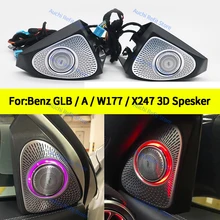 메르세데스 벤츠 GLB GLA X247 W247 W177 용 3D 회전 트위터 스피커, 야광 사운드 경적 트럼펫 앰비언트 라이트 수리, 64 색