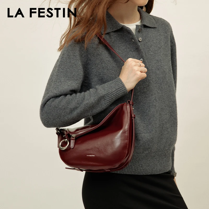 Lafestin - Bolso De Hombro De Cuero Genuino Para Mujer Con C