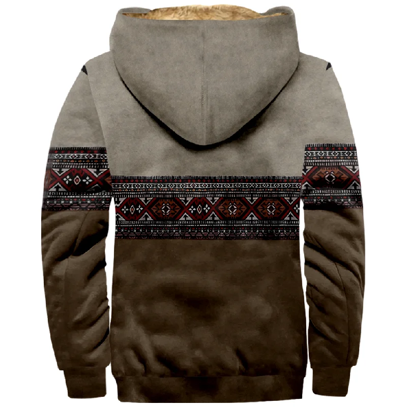 New Totem Italian Cotton Coat Hooded Sweater Casual Print Long Sleeve Zipper Sweater Thick Cotton Coat Autumn and Winter a32