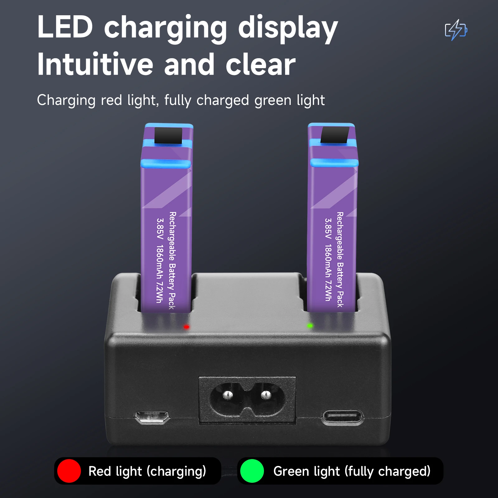 Utilisation de la caméra action 360° en extérieur, avec chargeur et batteries de rechange