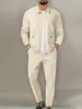 Men's Slim Fit Jacket with Zipper Pocket, Long Sleeved Sportswear, Cardigan Jacket Set, Long Pants, Elegant, two-Piece Set 4