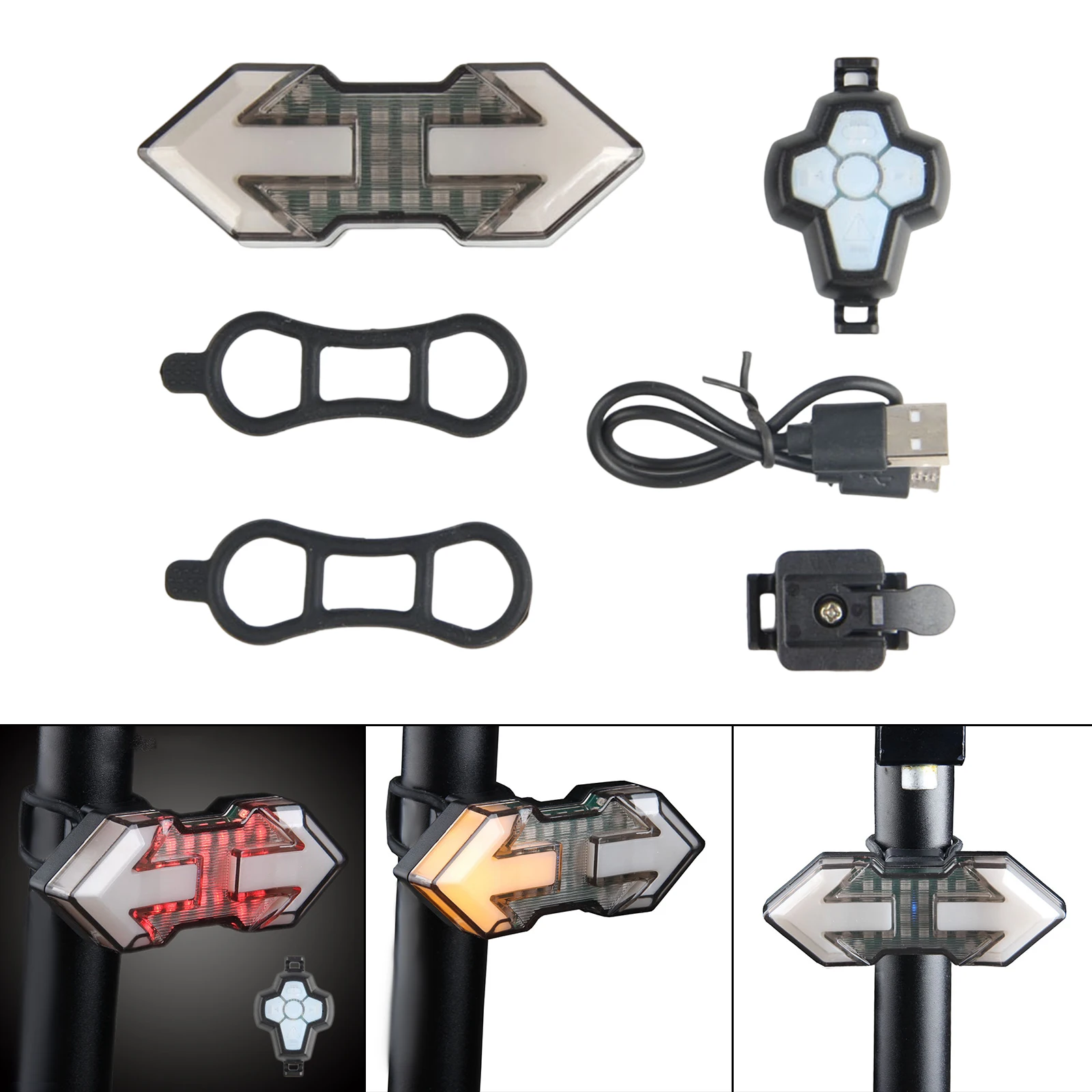 

Bike Tail Light Turn Signal Rechargeable Mountain Bike Anti Theft Warning Brake Light
