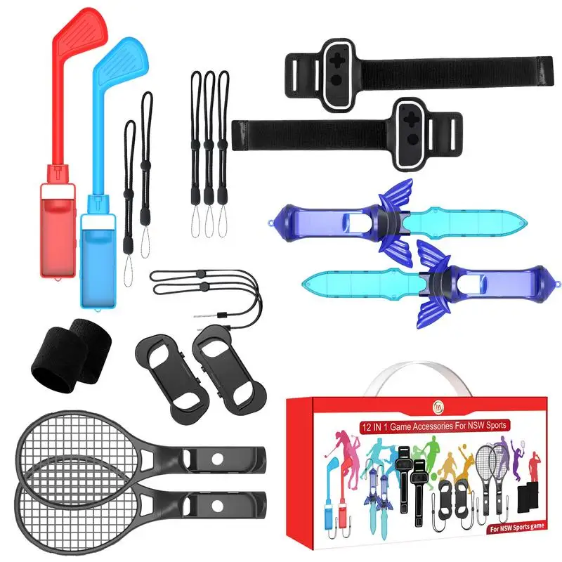 

12 In 1 For NS Switch Sports Control Set Wristband Tennis Racket Leg Strap Somatosensory Game Accessories For Switch Gift