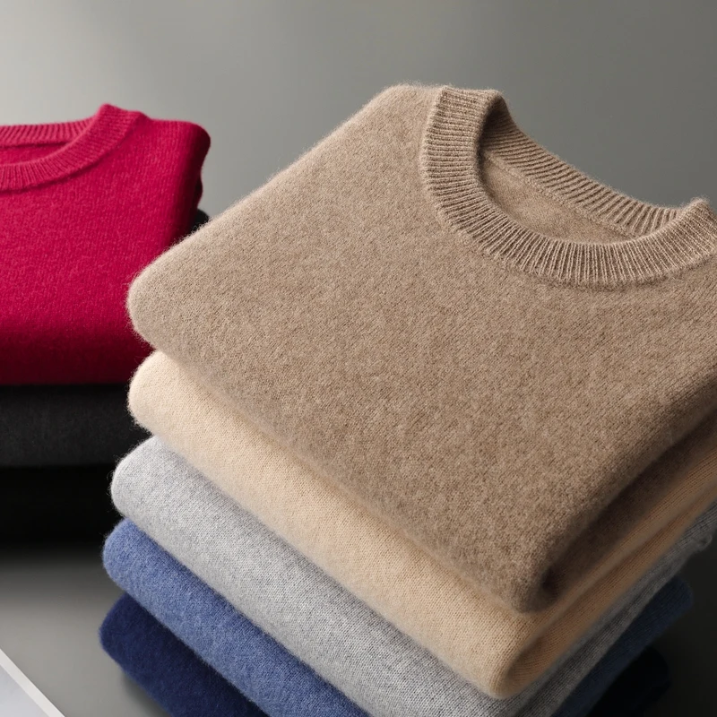 

Мужские 100% кашемировые толстые свитера, высокоэластичные трикотажные пуловеры, зима 2023, Модные свободные повседневные топы для офиса DX01