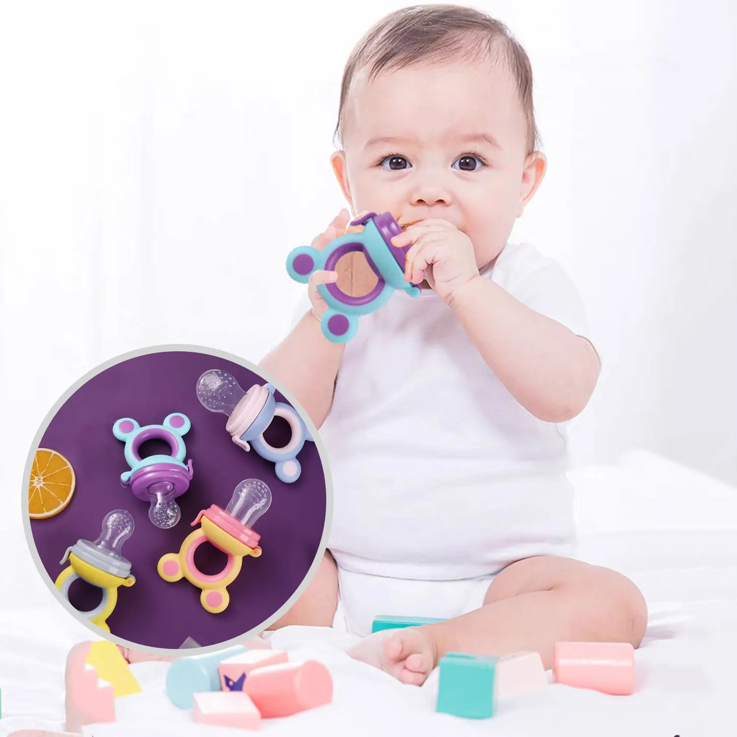 Silicone Baby Pacifier Safety Silicone Fruit and Vegetable Fruit Bite Bag Baby Eat Supplement