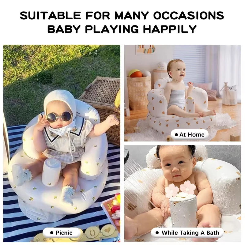 Inflatable Kids Sofa Inflatable Children's Sofa Portable Baby Chair Multifunctional Baby Bath Seat Lounger for Kids Beach Armchair Child Stool