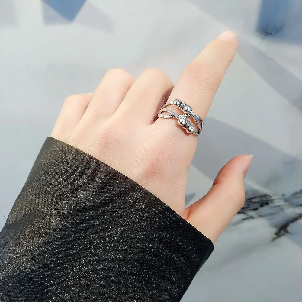 Adjustable Fidget Spinner Ring - Anti-Stress Anxiety Jewelry for Women