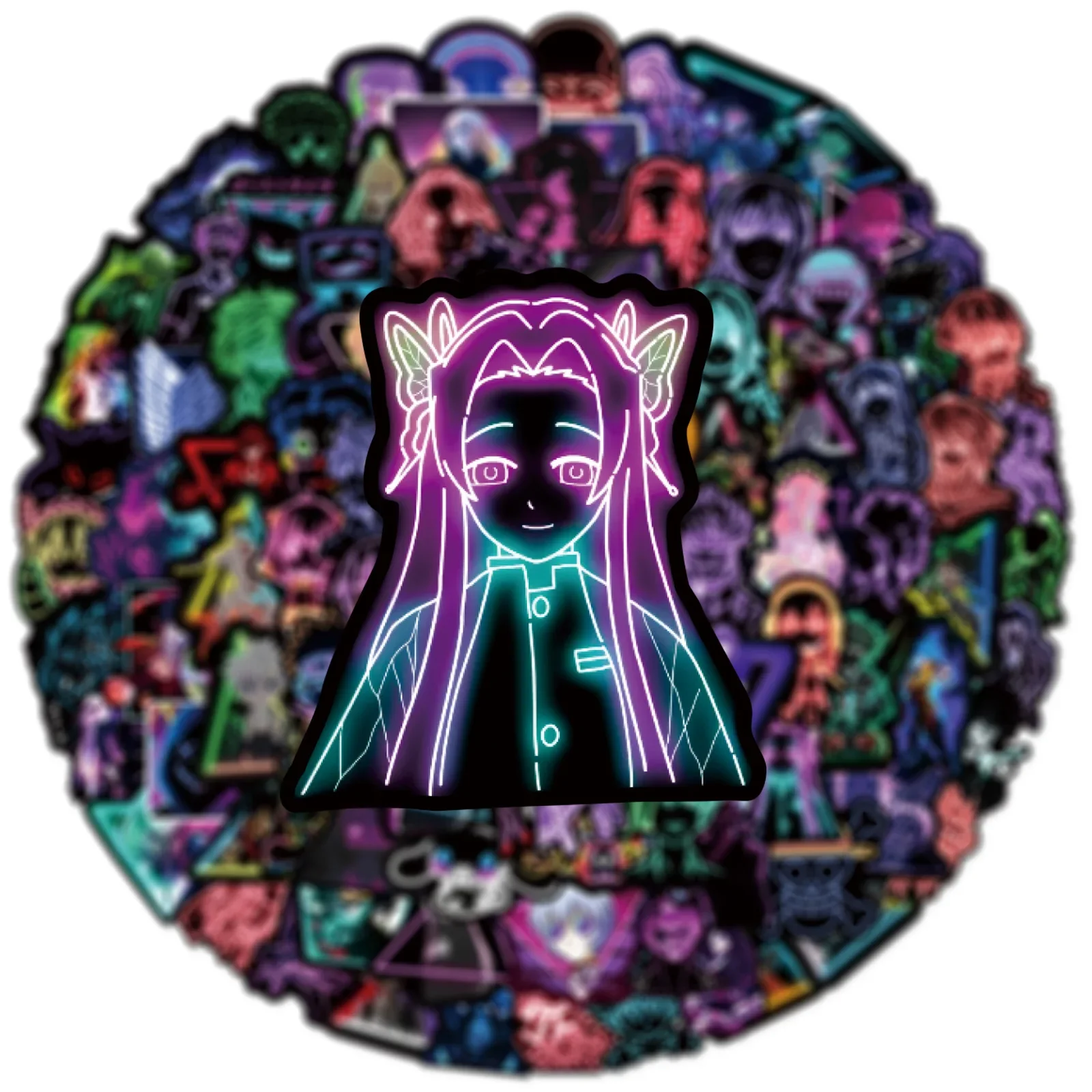 50/100PCS Mixed Anime OnePiece Demon Stickers Neon Light Laptop Car Guitar Motorcycle Luggage DIY Decal Graffiti Sticker Kids anime stickers