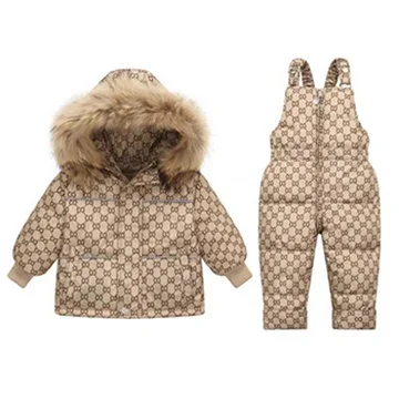 Girls Coat Winter Children`s Clothing Set 2Pcs Girl Down Jacket Snowsuit Overalls For Kids Toddler 1-4Y