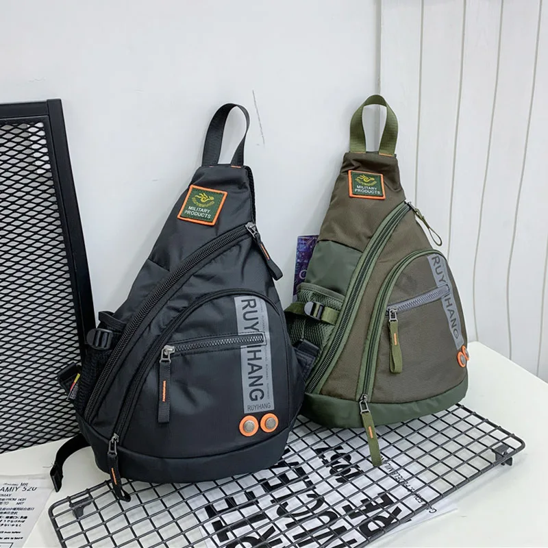 

Male Shoulder Bags Travel Crossbody Bags Men Causal Chest Bag for School Trip Waterproof Nylon Messenger Bag Black Green