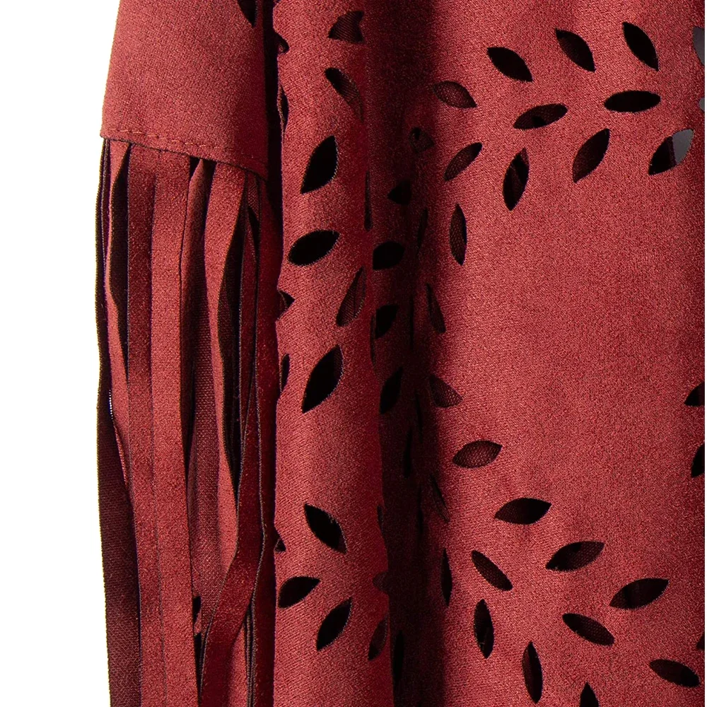 2024 Fashion Summer Long Women's Cape Shawl Open Poncho Elegant Suede Tassel Retro Simple Multicolor Dropshipping