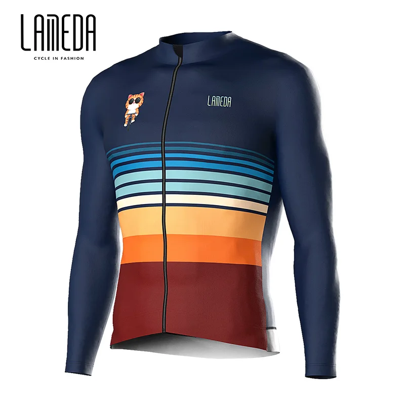 

LAMEDA Autumn and Winter New Plush Top Warm Cycling Suit Men's Set Road Bike Long Sleeve