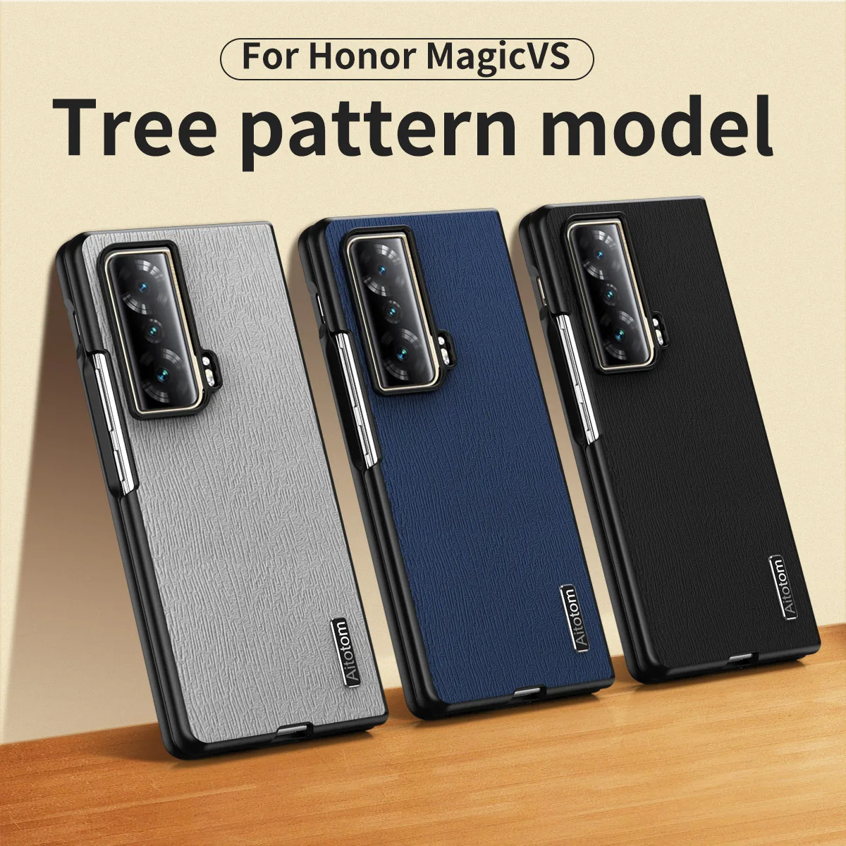 

for Huawei Honor Magic Vs MagicVs Phone Case Luxury Leather Tree Pattern Frosted Frame Cute Folding Cover HonorMagicVs FRI-AN00